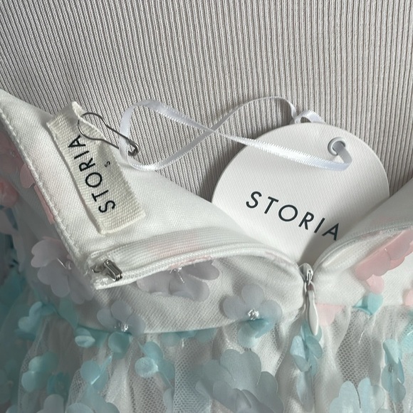 Storia Chic Sheer Floral baby doll Dress with Puff Sleeves - Picture 11 of 11